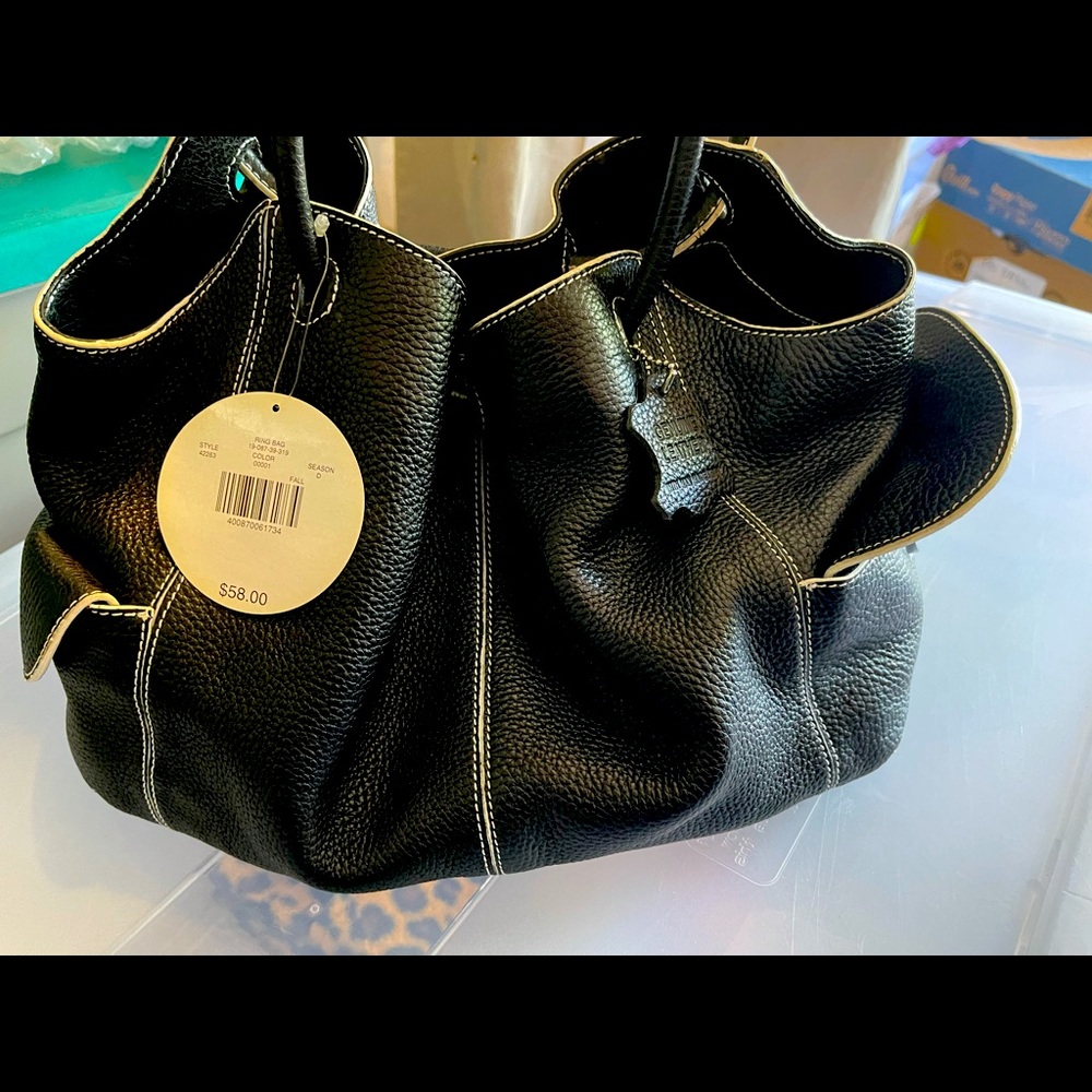 Valerie Stevens Genuine Leather Drawstring Tote